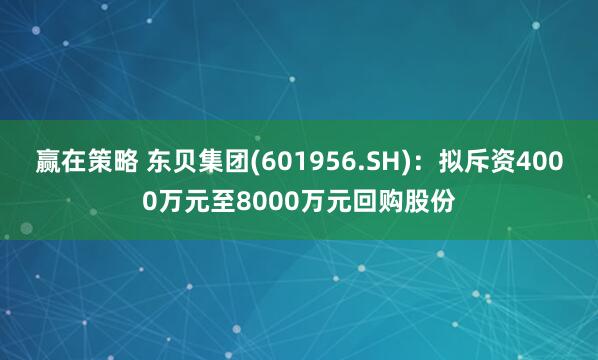 赢在策略 东贝集团(601956.SH):拟斥资4000万元至8000万元回购股份